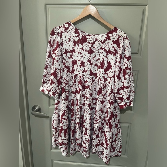 Anthropologie Tops - Anthropologie By Together- Floral Burgundy and White Women's Dress